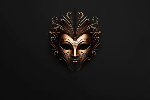 Minimalist Mask, Abstract Line Logo for Venice Carnival Mask with a Well-Composed, Stylish and Minimalist Design.