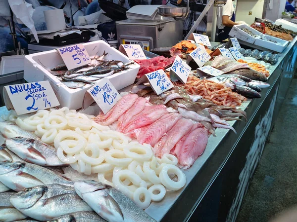 Cádiz Espanha Agosto 2023 Mercado Peixes Cádiz Stunning Fresh Fish — Fotografia de Stock