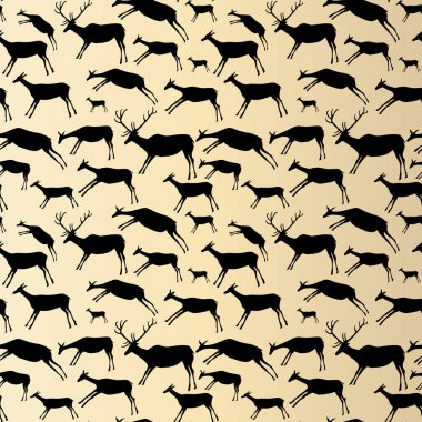 Mağara Boyası Kusursuz Desen. Avlanma sahnesi arka planı.