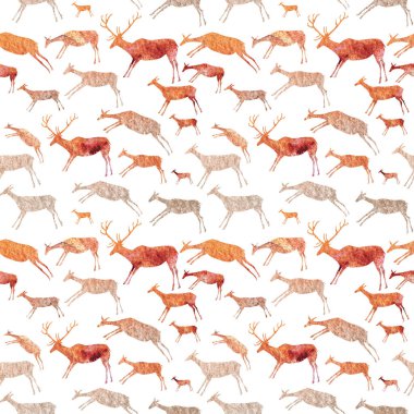 Mağara Boyası Kusursuz Desen. Avlanma sahnesi arka planı.