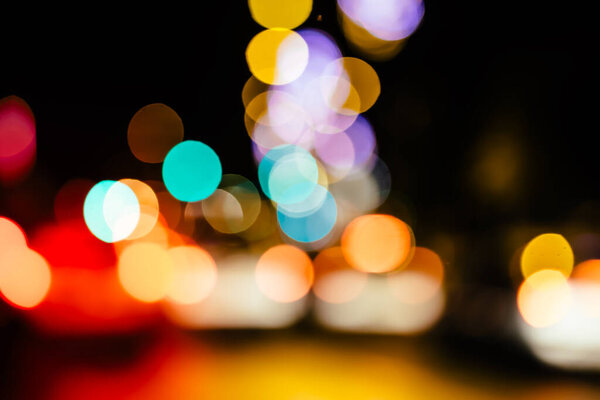 City night defocused lights abstract background
