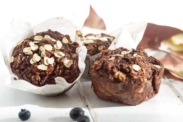 Muffins Pommes Maison Sains Avec Farine Avoine Farine Complète Concept — Photo