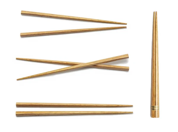Drewniane Pałeczki Zestaw Akcesoriów Sushi Izolowane Białym Tle Azjatyckie Pałeczki — Zdjęcie stockowe