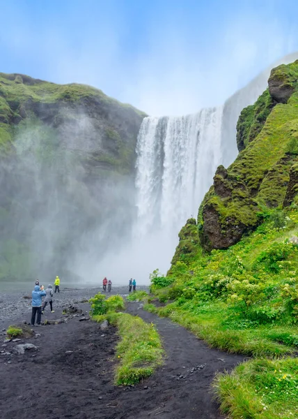 Der Spektakuläre Wasserfall Skogafoss Island Europa — Stockfoto