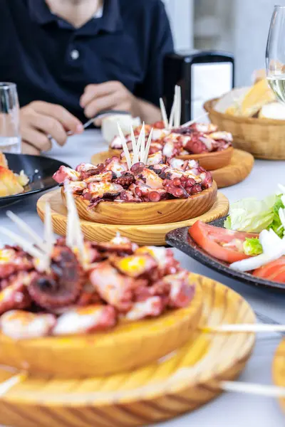 Classic Pulpo Gallega Potatoes Galician Octopus Dishes Famous Dishes Galicia — Stock Photo, Image