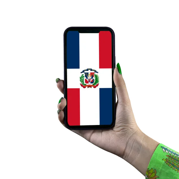La bandera de República Dominicana se muestra en un teléfono