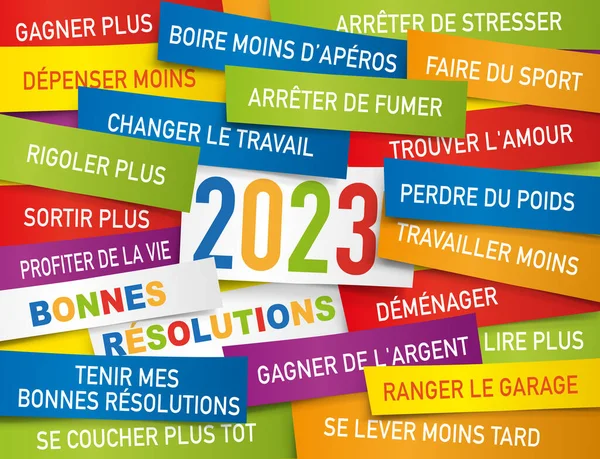 Carte Voeux 2023 Présentant Les Bonnes Résolutions Prendre Pour Nouvelle — Image vectorielle