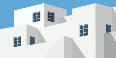 Architecture concept, with the white facade of a modern building, with nested apartments.