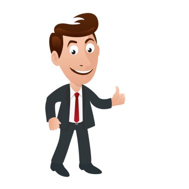 Illustration depicting a character in a suit and tie giving a thumbs up in satisfaction.