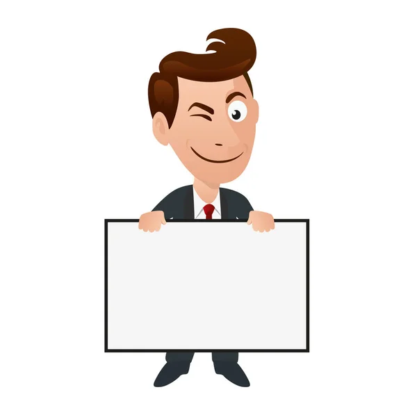 Illustration Showing Man Smiling Winking Presenting Project Whiteboard — Stock Vector