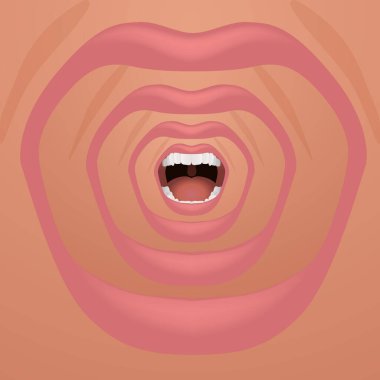 İş stresi ve tükenmiş konsept, bağıran bir ağızla duygusal aşırı yüklenme.