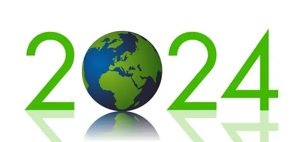 Gratulationskort 2024 Miljöskydd Ekologi Och Kampen Mot Klimatförändringar Med Förnybar Stockillustration