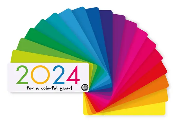 シンボルとして多彩なカラーチャートで 多様性と選択の概念を提示する 明るい色のグリーティングカード2024 ストックイラスト