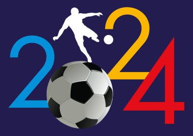 Bir futbol müsabakası ya da müsabakayı temsil eden bir top ile spor kavramı üzerine tebrik kartı 2024.