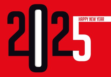 Kutlama kartı 2025 yaratılış ve tasarım ruhunu sembolize eden orijinal bir grafikle mutlu yıllar dilemek için..