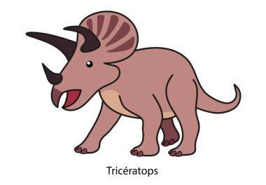 Tarih öncesi dinozorları gösteren bir Triceratops çizimi.