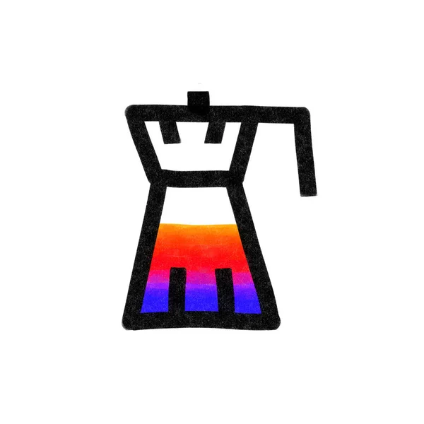 Beyaz arkaplanda gayzer kahve makinesi, gradyan doldurucu