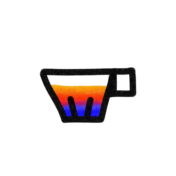 Beyaz arka planda bir fincan kahve, gradyan dolgu