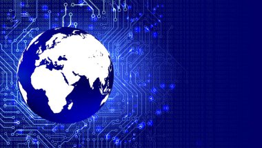 küresel teknoloji, internet ağı ve dünya haritası