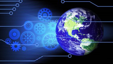 dünya haritası ile küresel ağ bağlantısı kavramı