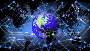 Küresel ağın 3 boyutlu illüstrasyonu