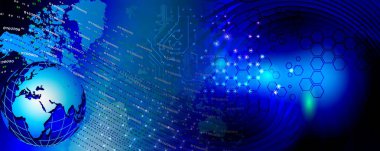 Teknoloji arka plan dünya bağlantıları, zaman yönetimi, ikili kodlama siber güvenlik, yüksek teknoloji dişli teknoloji geçmişi. Küresel dijital teknoloji kavramı. Soyut vektör çizimi. Yüksek teknoloji dişli teknoloji geçmişi var.. 