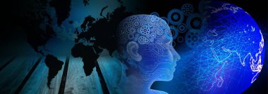 Teknoloji arka plan dünya bağlantıları, zaman yönetimi, ikili kodlama siber güvenlik, yüksek teknoloji dişli teknoloji geçmişi. Küresel dijital teknoloji kavramı. Soyut vektör çizimi. Yüksek teknoloji dişli teknoloji geçmişi var.. 