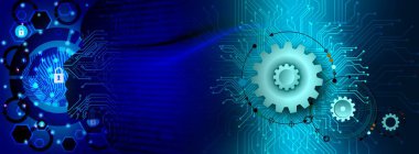 Teknoloji arka plan dünya bağlantıları, zaman yönetimi, ikili kodlama siber güvenlik, yüksek teknoloji dişli teknoloji geçmişi. Küresel dijital teknoloji kavramı. Soyut vektör çizimi. Yüksek teknoloji dişli teknoloji geçmişi var.. 