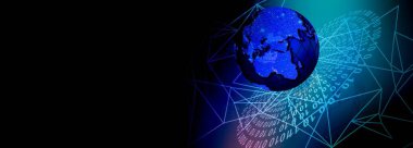 Teknoloji arka plan dünya bağlantıları, zaman yönetimi, ikili kodlama siber güvenlik, yüksek teknoloji dişli teknoloji geçmişi. Küresel dijital teknoloji kavramı. Soyut vektör çizimi. Yüksek teknoloji dişli teknoloji geçmişi var.. 