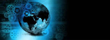 Yazmak için alanı olan teknoloji arka planı, bağlantı ve iletişim ve iş için teknoloji konsepti, siber güvenlik dünyası bağlantısı  