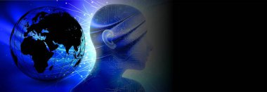 Yazmak için alanı olan teknoloji arka planı, bağlantı ve iletişim ve iş için teknoloji konsepti, siber güvenlik dünyası bağlantısı  