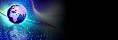 Yazmak için alanı olan teknoloji arka planı, bağlantı ve iletişim ve iş için teknoloji konsepti, siber güvenlik dünyası bağlantısı  