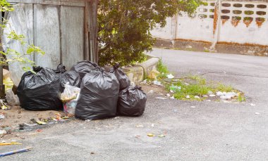 Şehrin yol kenarındaki çöp yığını.