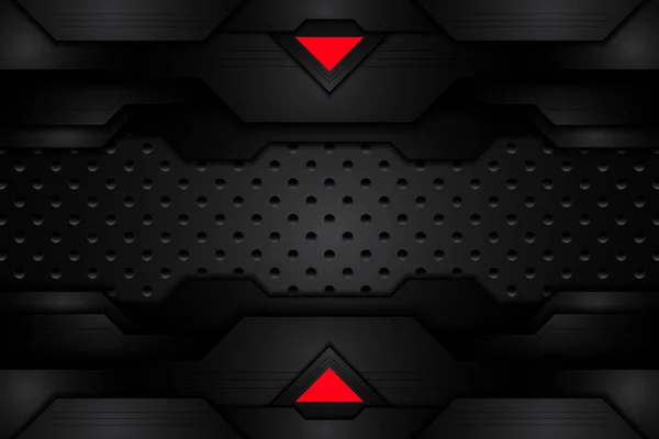 Металлическая Пластина Черно Треугольная Красная Стальной Сетке Шаблон Современной Технологии — стоковый вектор