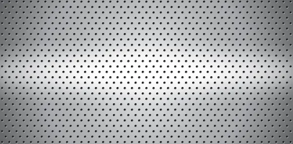 銀製の金属の鋼鉄表面の穿孔シートおよび金属の質の穴の現代設計背景のベクトル イラスト — ストックベクタ