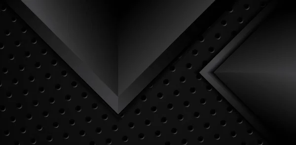 蜂窝钢丝网模板上的黑色金属三角形几何元素重叠现代设计溢价矢量图解摘要背景 — 图库矢量图片