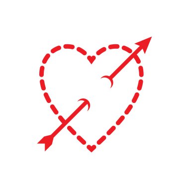 Heart Love Logo Şablonu vektör çizimi