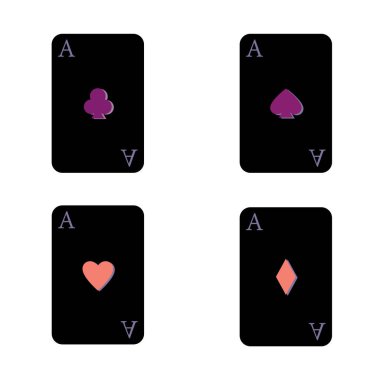 Kart Poker Logosu Simgesi Vektör Şablonu İllüstrasyonu