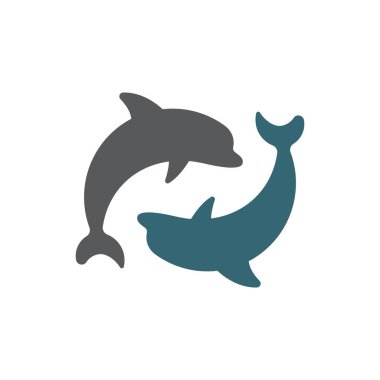 Dolphin Logo Vektörü Simge Şablonu İllüstrasyonu