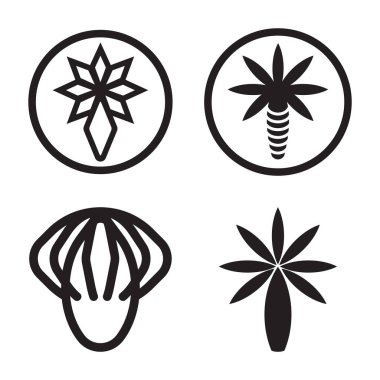 Basit Palm Logo Vektörü Simge Şablonu İllüstrasyonu  