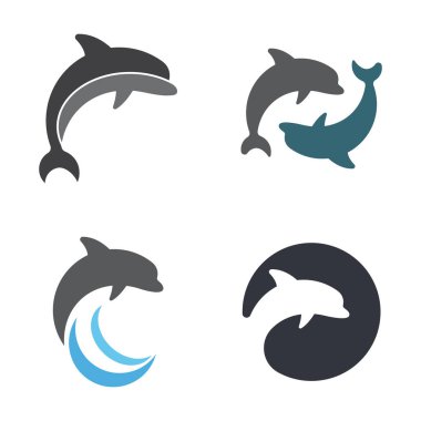 Dolphin Logo Vektörü Simge Şablonu İllüstrasyonu