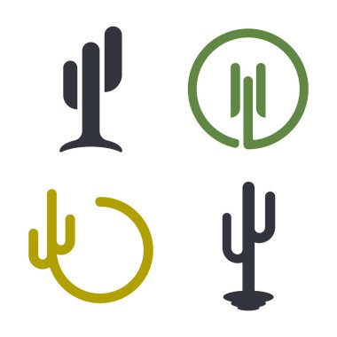 Kaktüs Logo Vektörü Simge Şablonu İllüstrasyonu
