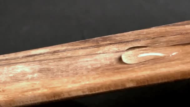 Drop Water Writing Wood Western — Stock Video