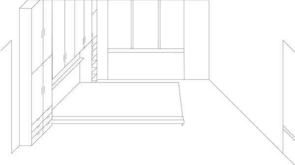Design of the double bedroom with built-in wardrobe