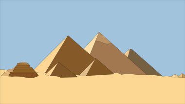 Giza Mısır Piramitlerinin panoramik manzarası