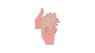 Bir ayağın tabanına akupres yapan iki elin resmi.