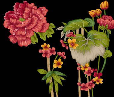 Dijital Süs: Çiçek Paisley Allover, Babür Sanat Motifleri, Suluboya Tekstil Geleneksel Sınırları. Moda Tasarımları için Etnik ve Geometrik Desenler. Klasik nakış, botanik ve tropikal elementler, kumaş baskısı için kusursuz arkaplan.