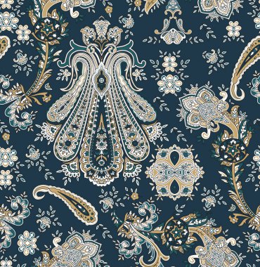 Dijital Süs: Çiçek Paisley Allover, Babür Sanat Motifleri, Suluboya Tekstil Geleneksel Sınırları. Moda Tasarımları için Etnik ve Geometrik Desenler. Klasik nakış, botanik ve tropikal elementler, kumaş baskısı için kusursuz arkaplan.