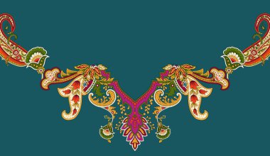 Dijital Süs: Çiçek Paisley Allover, Babür Sanat Motifleri, Suluboya Tekstil Geleneksel Sınırları. Moda Tasarımları için Etnik ve Geometrik Desenler. Klasik nakış, botanik ve tropikal elementler, kumaş baskısı için kusursuz arkaplan.