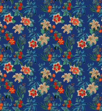 Dijital Süs: Çiçek Paisley Allover, Babür Sanat Motifleri, Suluboya Tekstil Geleneksel Sınırları. Moda Tasarımları için Etnik ve Geometrik Desenler. Klasik nakış, botanik ve tropikal elementler, kumaş baskısı için kusursuz arkaplan.